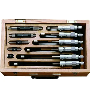Conjunto de micrômetro exterior, de alta qualidade com caixa de madeira