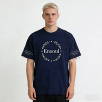 ODM/OEM Schweres 260GSM 100% Baumwoll-Herren-T-Shirt mit individuellem Muster, umweltfreundlich, atmungsaktiv, Streetwear, Rundhalsausschnitt, Distressed-Look