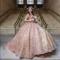 Robe de bal de Quinceañera rose poudré avec perles et cristaux, style princesse, pour fête, bal de promo, Sweet 16, Vestidos De 15 Anos, MQ751