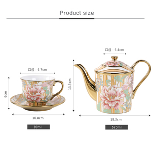 Nhà Máy Bán buôn thân thiện với môi trường sang trọng cổ hoa mô hình vàng-mạ ấm trà cup gốm - Product Image 2