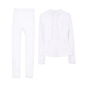 Ensemble 2 pièces <span class=keywords><strong>Lulus</strong></span> Signature Yoga Wear Automne/Hiver : Veste à capuche et pantalon court, manches longues, couleur unie, pour la course et l'entraînement, grandes tailles - Product Image 5