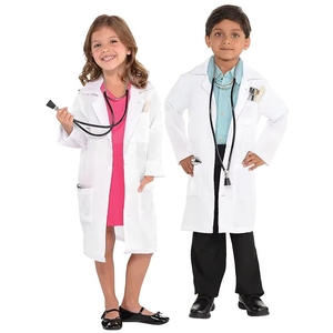 Blouses <span class=keywords><strong>de</strong></span> laboratoire blanches tissées pour enfants, uniformes <span class=keywords><strong>de</strong></span> scientifique pour jeu <span class=keywords><strong>de</strong></span> rôle <span class=keywords><strong>de</strong></span> médecin en laboratoire <span class=keywords><strong>scolaire</strong></span> professionnel, avec logo personnalisé - Product Image 1