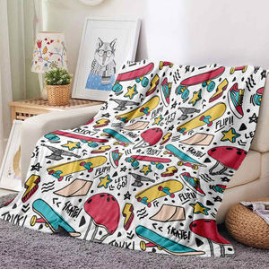 Couverture en flanelle imprimée de planche à roulettes colorée, super douce, légère, confortable et moelleuse, adaptée aux adolescents, 50*60 pouces - Product Image 1