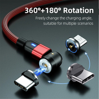 Câble de charge magnétique USB 3-en-1 en nylon tressé rotatif pour iPhone et téléphones Android RSZ1 – Idéal pour le dropshipping