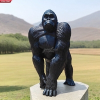 Statue de gorille en Bronze taille réelle, Sculpture de singe en plein air, jardin