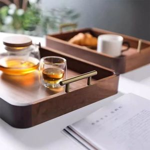 Black Walnut Solid Wood <b>Tray</b> With Brass Handles <b>Small</b> Size Tea Serving <b>Tray</b> - Product Image 4