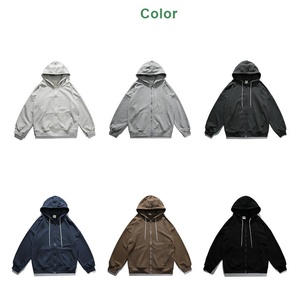 Sweat à capuche unisexe en molleton épais avec fermeture éclair, cordon de serrage, couleur unie, brodé, épaules tombantes, coupe ample, écologique, imprimé sur mesure - Product Image 5