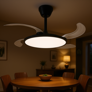 Ventilador de techo LED negro moderno de 42 pulgadas con luz regulable y control remoto para comedor, diseño de perfil bajo - Product Image 2