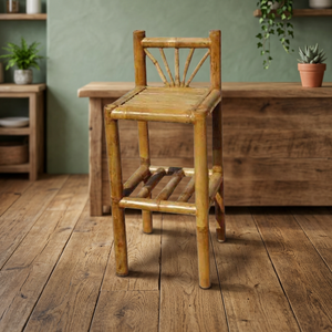 Dekor Asia Pouf rond moderne en bambou, tabouret de bar réglable 45x45x110cm Modèle BF 10 pour la maison, le salon et l'extérieur - Product Image 3