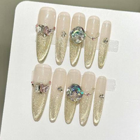 Ongles press-on professionnels de marque privée, design artisanal, style luxueux, multicolores, différentes formes, haute qualité, vente en gros
