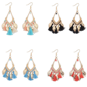 Bohème frange boucles d'oreilles or feuille de métal longue style discothèque populaire boucles d'oreilles - Product Image 5