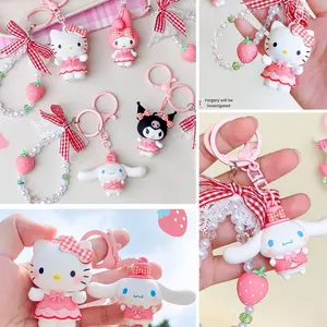 Echte geruite Strawberry Series KT handgemaakte touwgesp schattige cartoon schattig meisje hart tas hanger - Product Image 2