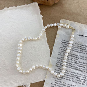 レディース トレンディ チョーカー ネックレス ファッション ジュエリー 母の日 ギフト シンプル 不規則 天然 淡水パール ネックレス ゴールドメッキ - Product Image 4