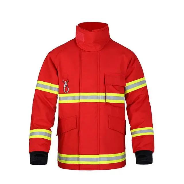 Veste de pompier certifiée CE pantalon de lutte contre l'incendie avec uniforme de pompier de couleur rouge