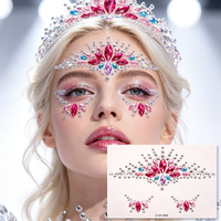 Stiker Kuku 3D Kristal Akrilik Pink Mengkilap Custom OEM untuk Pesta Topeng, Rave, Festival Musik, Permata Wajah, Perhiasan, dan Rhinestone
