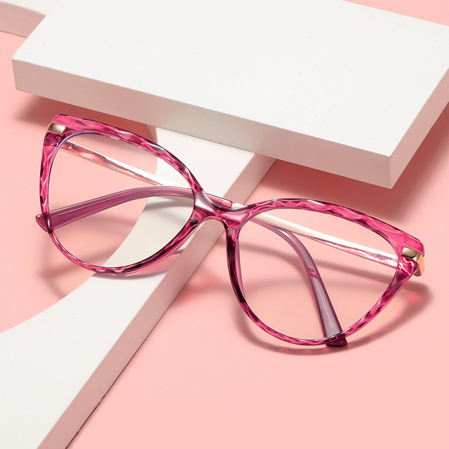 TR90 Women's Optical Frames Prescription Eyewear Golden Metal Temple Anti-Blue Light Glasses for Myopia Hyperopia Solid Pattern