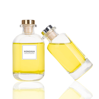 Bouteille diffuseur d'aromathérapie en verre noir premium 200 ml avec bouchon en bois pour présentoir de parfum à bâtonnets de luxe