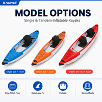 Ensemble de kayak gonflable KAIRAS pour 1 ou 2 personnes, kayak de pêche et de tourisme avec pagaie, pompe, siège et sac de transport pour lac, rivière et sports nautiques