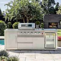 Ensemble de cuisine extérieure luxueux en acier inoxydable 430, évier pratique, combinaison réfrigérateur, support pour bouteille de gaz, barbecue, sécurité des flammes