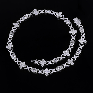 Collar <span class=keywords><strong>de</strong></span> Cadena Cubana Estilo Hip Hop NUOYA <span class=keywords><strong>con</strong></span> Diseño <span class=keywords><strong>de</strong></span> <span class=keywords><strong>Cruz</strong></span> y Ojo, Adornado <span class=keywords><strong>con</strong></span> Piedras <span class=keywords><strong>de</strong></span> Circonita Cúbica Baguette, para Mujer - Product Image 2