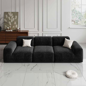 Hiện đại Modular sofa vải màu đen với đệm sâu-chuyển đổi ghế cắt với Chaise và Ottoman cho phòng khách - Product Image 2