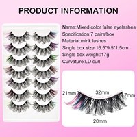 Faux cils colorés pour maquillage de festival, effet œil de chat, en bande, multicolores, volumineux et 3D, pour cosplay et fête