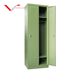 Armario de 2 puertas de acero estrecho y alto de alta calidad, armario de almacenamiento de trabajador de oficina de Metal verde <span class=keywords><strong>Vintage</strong></span> - Product Image 2