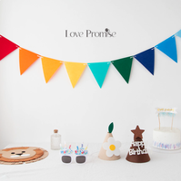 Guirlande triangulaire en feutre personnalisable avec logo, non tissée, pour décoration de fête d'anniversaire, salle de classe, ouverture de boutique, événementiel