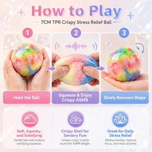 ลูกบอลบีบมือทำลายลายน้ำตาลูกฟูกสีรุ้ง ของเล่นบีบ TPR นุ่มๆ บรรเทาความเครียด ของตกแต่งโต๊ะทำงานสำหรับทุกเพศ - Product Image 5