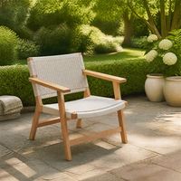 Outdoor-Villa Garten Modernes Minimalistisches Holz-Metall-Rahmen Einzelsofa Wasserdicht Sonnenbeständig Freizeitmöbel Hotel