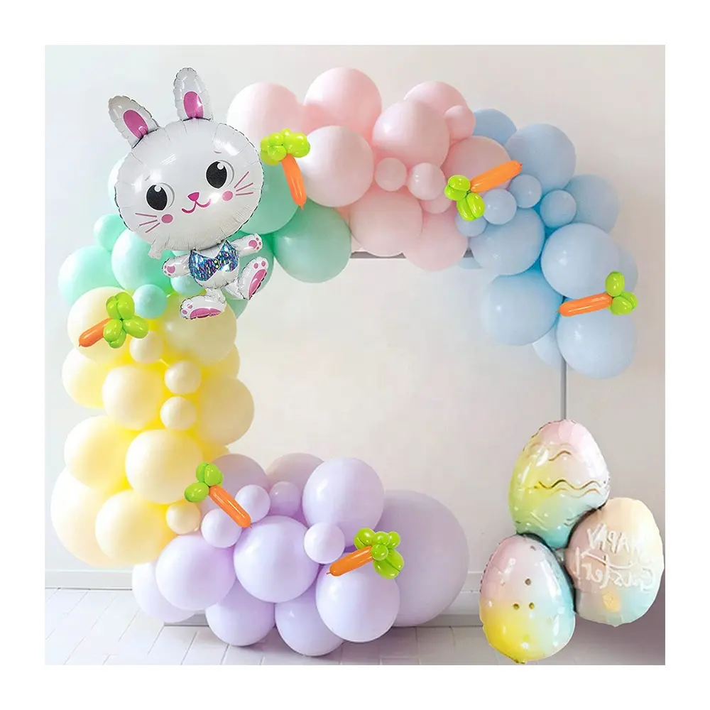 2024 Happy Easter Products Outdoor Home Decor Latex and Foil Rabbit Ballon Easter Decoration Balloon Garland Arch Set for Home