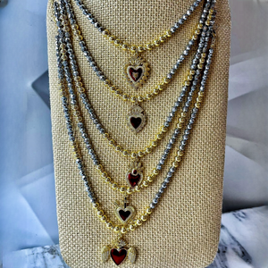 <span class=keywords><strong>ทับทิม</strong></span>หัวใจศักดิ์สิทธิ์ของพระเยซูสร้อยคอจี้เครื่องรางทรงเรขาคณิตลูกปัดทองแดงเงินคริสตัลลูกปัดสร้อยคอโซ่ลูกปัดหรูหราสำหรับผู้หญิง - Product Image 2