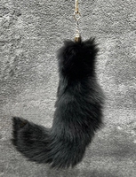 Porte-clés queue de chat en fourrure de renard 40cm, noir et blanc, peluche, dessin animé, mignon, pendentif pour sac, décoration de voiture, accessoires de mode