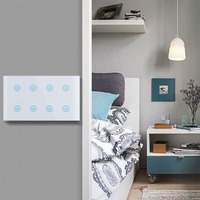 Interruptor de Luz Táctil Inteligente WiFi Tuya de 8 Canales con Panel de Vidrio Tipo Brasil y Monitoreo de Energía