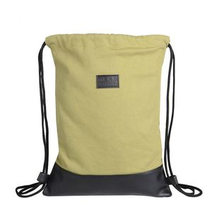 Sac à dos en toile de coton recyclable robuste avec cordon de serrage, sac de sport en toile avec fond en PU et poche intérieure zippée - Product Image 1