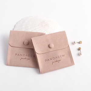 PandaSew Custom logo Earrings Ring Necklace Microfiber Jewelry Gift Packaging Bag <b>Envelope</b> Jewellery Pouch - Product Image 2