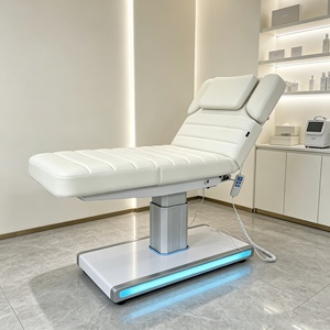 Meubles <span class=keywords><strong>de</strong></span> salon <span class=keywords><strong>de</strong></span> beauté modernes, <span class=keywords><strong>table</strong></span> <span class=keywords><strong>de</strong></span> massage <span class=keywords><strong>de</strong></span> salon avec base en acier inoxydable argenté, 3 moteurs, <span class=keywords><strong>lit</strong></span> <span class=keywords><strong>de</strong></span> spa facial électrique - Product Image 3