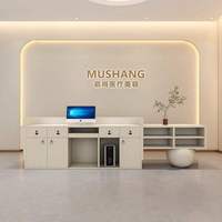 Réception moderne de luxe en bois avec éclairage LED pour salon de beauté, réception pour magasin d'ongles