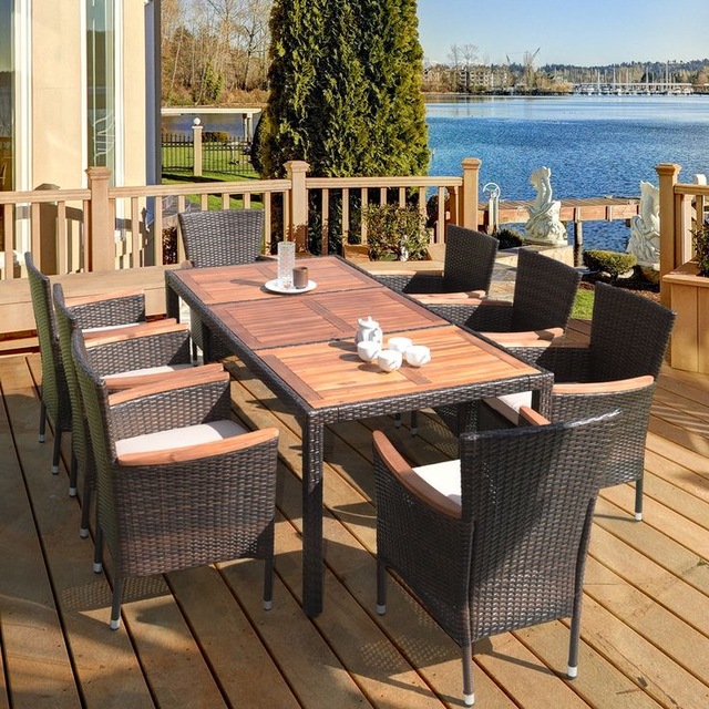 Hot Sale High Quality Waterproof Home Furniture  Dinner Wicker Rattan Outdoor Garden Patio Dining Tables