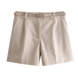 Nouvelle collection de vêtements pour femmes <span class=keywords><strong>Lin</strong></span> : <span class=keywords><strong>Shorts</strong></span> polyvalents avec ceinture décorative, décontractés et tendance - Product Image 2