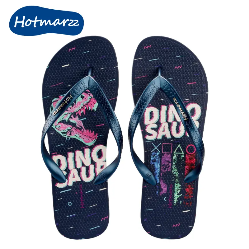 hot selling custom logo men slippers summer pvc mottled art flip flops for outdoor