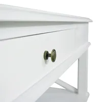 Table basse en bois massif de style moderne du milieu du siècle avec rangement et design côtier pour salon