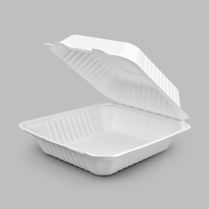 Bán buôn soton hình chữ nhật bản lề 9x6 đưa ra vỏ sò bã mía hộp thực phẩm container không thấm mỡ mía dùng một lần ăn trưa hộp - Product Image 6