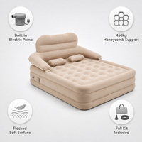 Matelas Gonflable OEM avec Pompe Intégrée Automatique, Double Hauteur, PVC Floqué, Capacité 450kg, pour Camping, Maison, Lit d'Invité