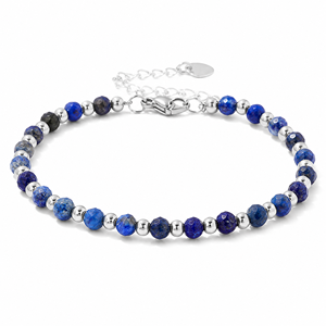 <span class=keywords><strong>Bracelet</strong></span> artisanal en perles de lapis-lazuli et d'améthyste naturelles facettées de 4 mm, en acier inoxydable, <span class=keywords><strong>bracelet</strong></span> de guérison en cristal pour femmes et hommes - Product Image 2