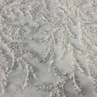 Tissu de broderie tissu de dentelle de haute qualité avec perles et tissu perlé broderie dentelle de luxe pour robe de mariée