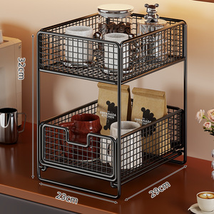 Double Layer <b>Pull</b> <b>Out</b> Storage Basket Cabinet Organizer For Kitchen <b>Desk</b> Office Study Room 4-7.9in Depth - Product Image 3