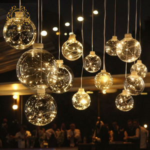 Lampu gantung LED bercahaya akrilik dekorasi langit-langit pernikahan lampu gantung bola kawat tembaga lampu gantung untuk latar belakang panggung pernikahan - Product Image 1