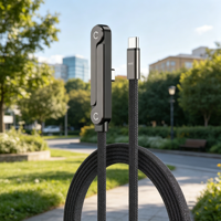 Nouveau câble de charge USB-C vers USB-C tressé 240W avec support pliable, cordon de synchronisation de données pour tablettes et téléphones mobiles