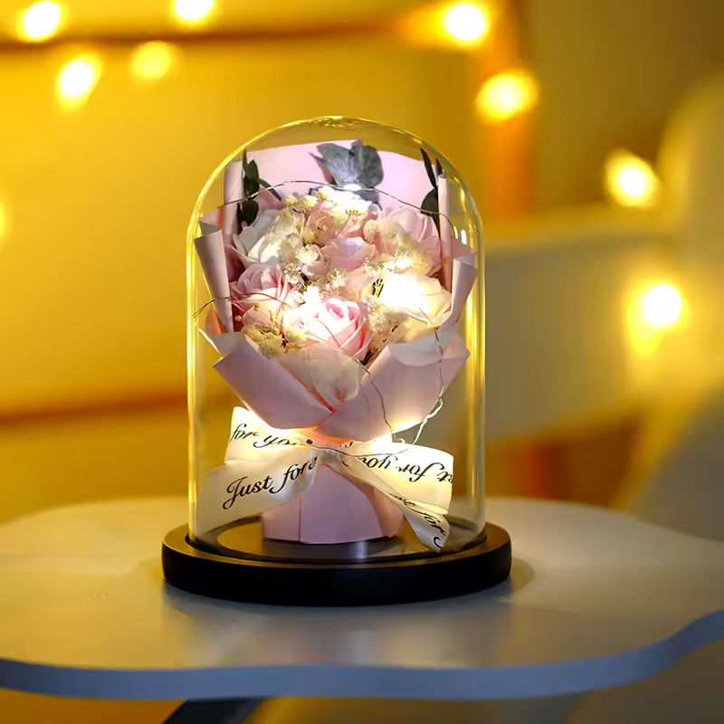 กุหลาบ 7 ดอก สีชมพู สีขาว